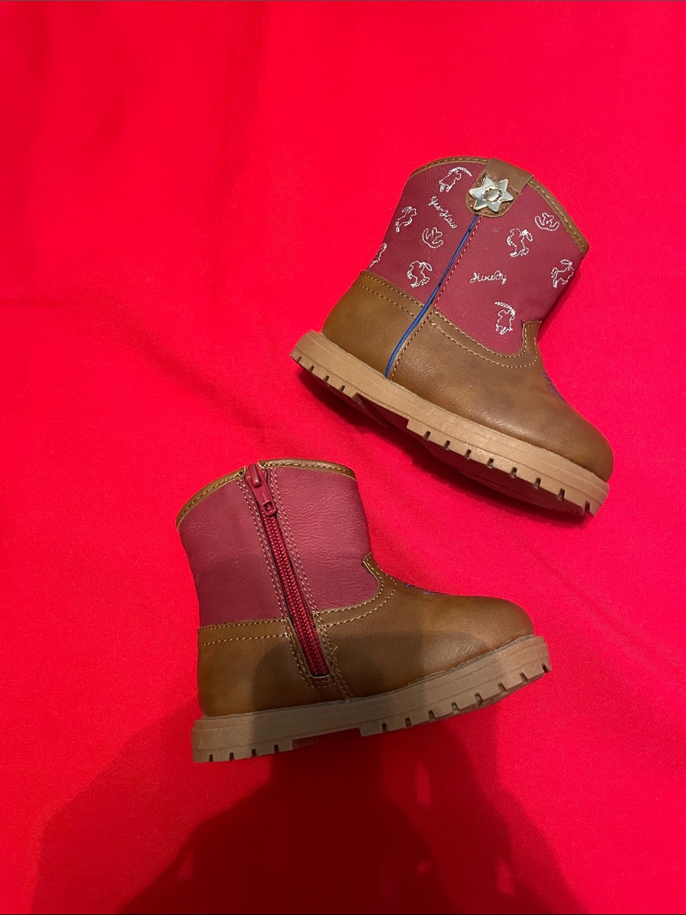 Boy’s Two-Tone Brown and Red Cowboy Boots
